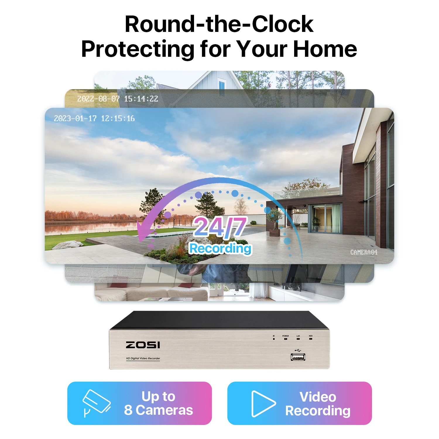 ZOSI 8CH 1080p Home Security Camera System Kit