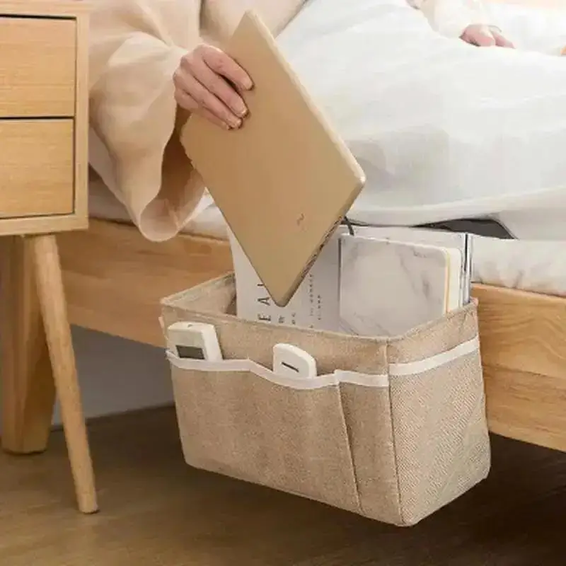 Linen Bedside Storage Car Organizer Hanging Bag Sundries Household Multifu Pockets Bunk Beds Side Pouch Bags Makeup Organizer