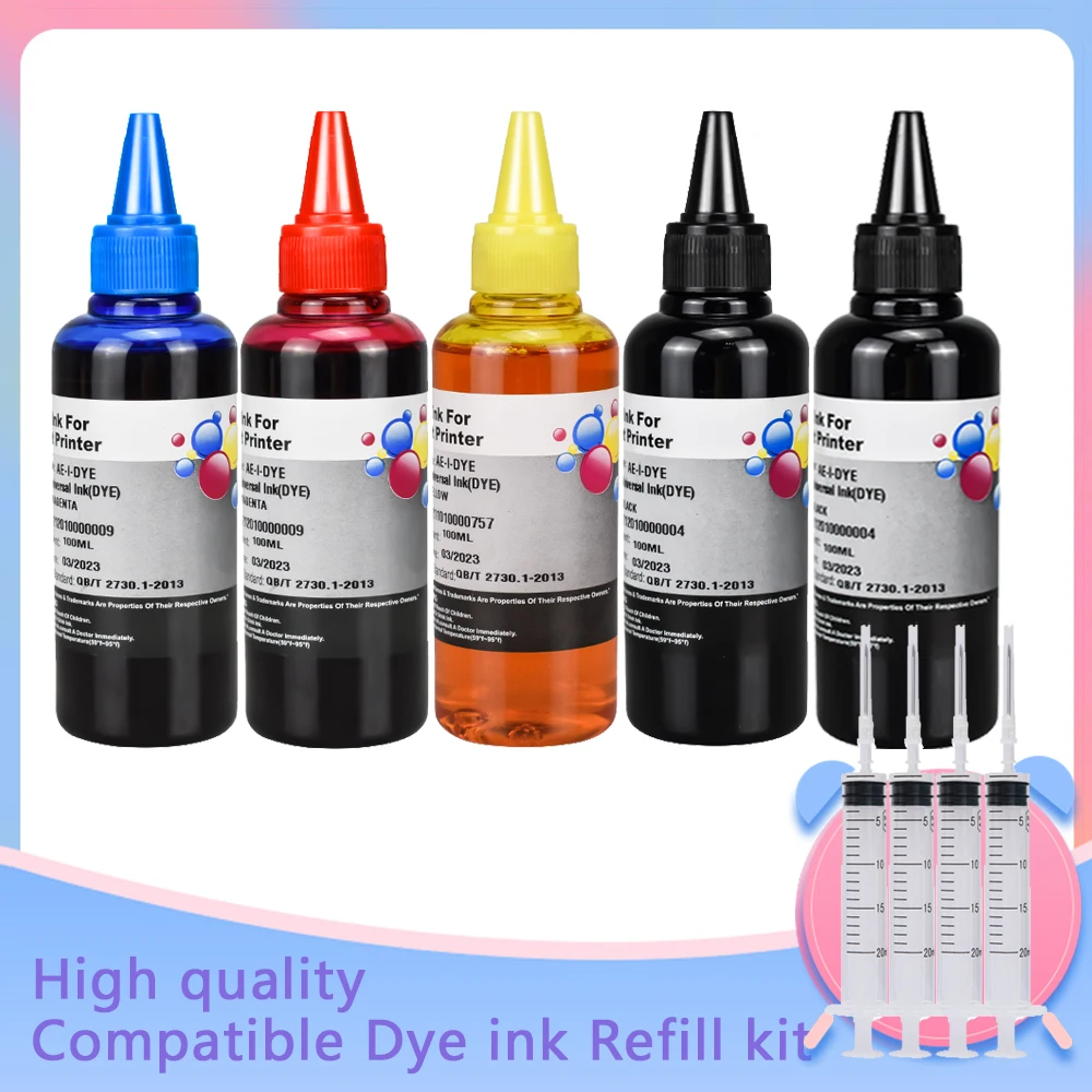 Kit de Reenchimento da Tinta da Impressora para hp 100ml Garrafa 121 122 123 140 141 300 301 302 304 650 652 21 22 901 350 351 60 61