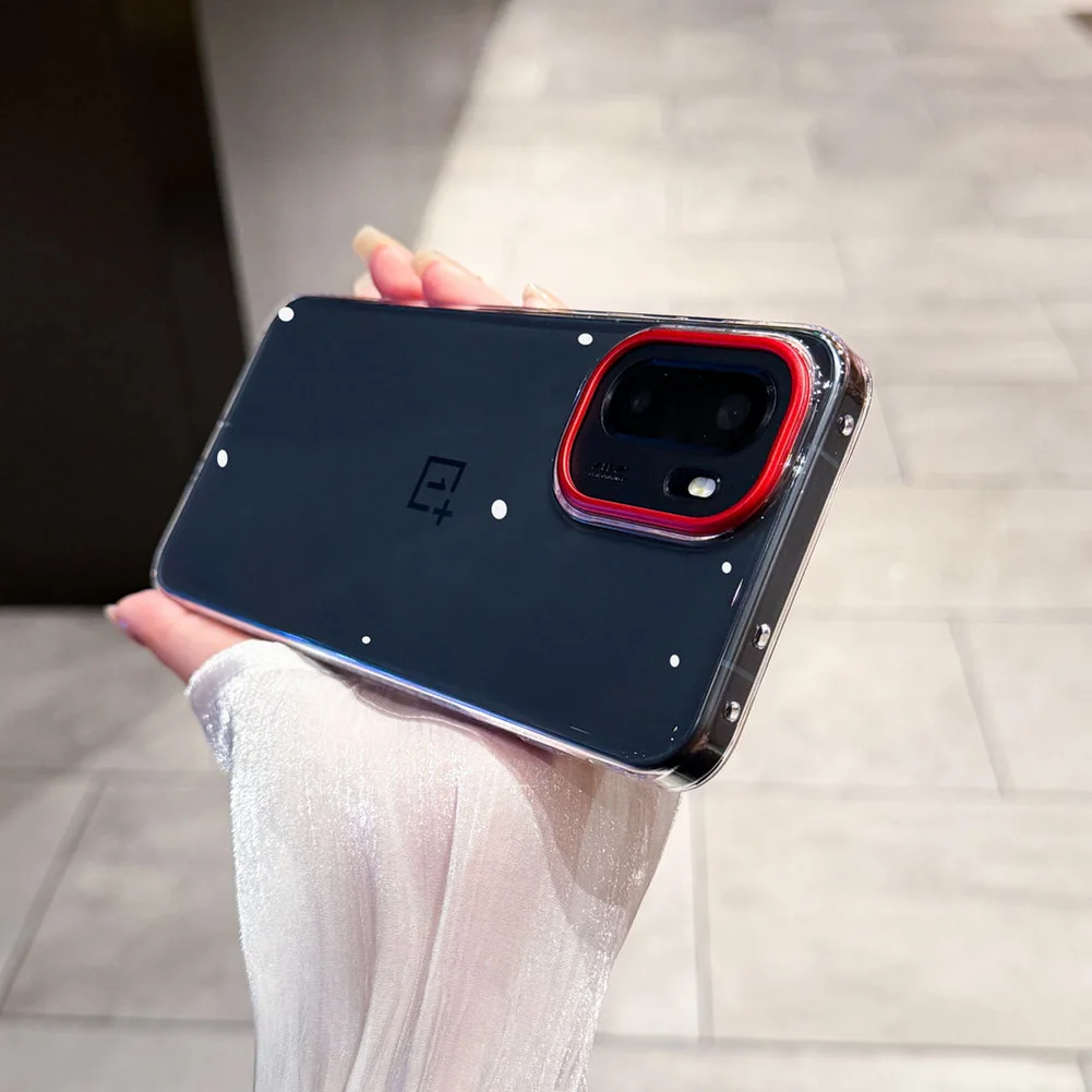 Ultra-Thin Clear Magnetic Case with Red Camera Ring Protect Cover