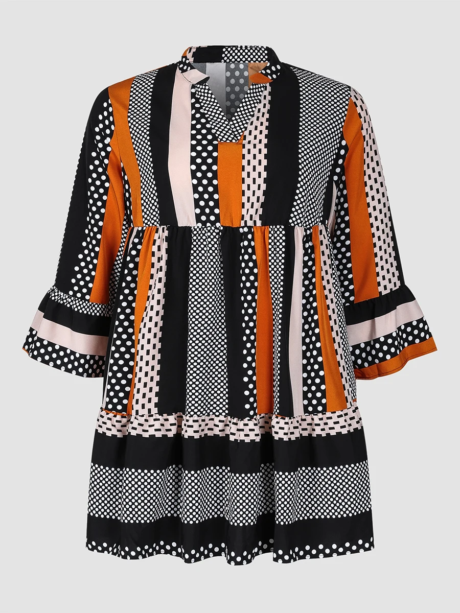 

Finjani Plus Size Women's Dress Vintage Print Evening Dresses For Women 2023 Autumn And Winter Dress