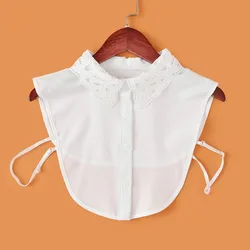 Elegant Detachable Faux Collars for Women and Girls - White & Black Accessory (White)