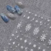 White Snowflake 5D Soft Embossed Reliefs Self Adhesive Nail Art Stickers Sweater Pattern Christmas Gingerbread Manicure Decals 1