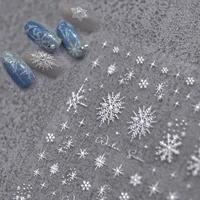 White Snowflake 5D Soft Embossed Reliefs Self Adhesive Nail Art Stickers Sweater Pattern Christmas Gingerbread Manicure Decals 1
