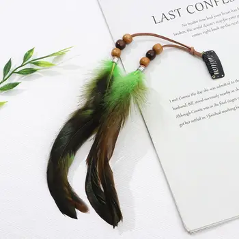 مشبك إطالة شعر من الريش ، قطع شعر ملونة بوهو خرافية ، شرابة هيبي هندية ، غطاء رأس قبلي ، موضة 4