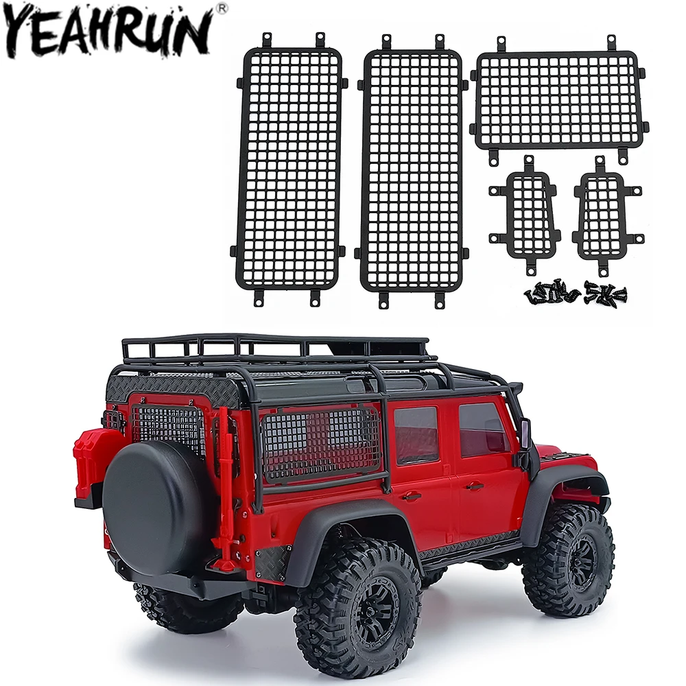 Yeahrun Metal Stereo Window Mesh Side Lunotto Posteriore Mesh Per 1/18 Rc Crawler Trx4M Defender Upgrade Parts