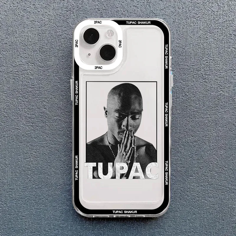 thumbnail image 1 of Funda de teléfono Tupac para Iphone, carcasa trasera suave a prueba de golpes para modelos 11, 12 Mini, 13, 15 Pro Max, SE2, 14, 7, 8 Plus, X, XS, XR, 1 of 5