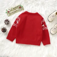 Toddler Kids Baby Boys Girls Autumn Winter Christmas Sweaters Crewneck Santa/Elk Embroidery Pullover Knitwear Jumpers Tops 4