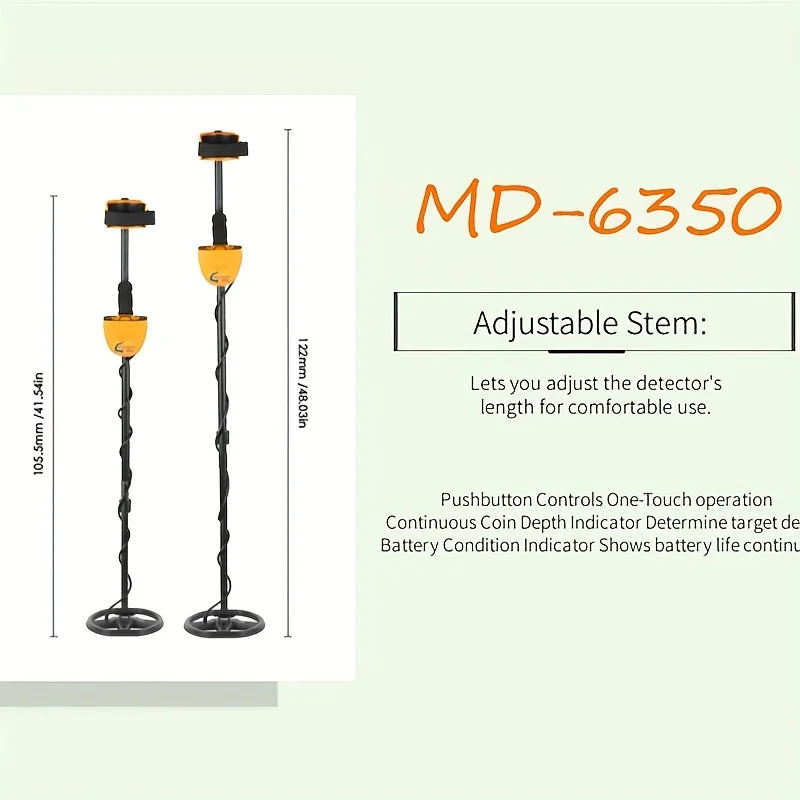 MD6350 Gold and Silver Metal Detector Depth Indicator Locator Target ID Legend Detection Exploration Equipment Underground