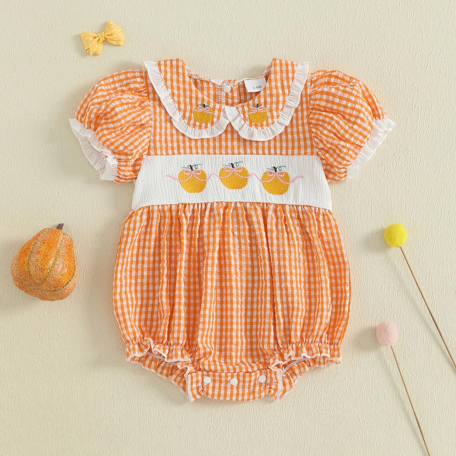 Baby Girl Halloween Outfit Infant Ghost Bubble Smocked Romper