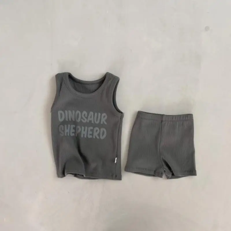 Newborn Baby Girl Summer Casual Cool Letter Sleeveless T-shirt And Thin Breathable Cotton Shorts Toddler Boy Sports Set baby outfit matching set