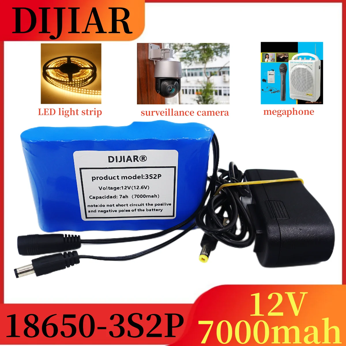 

Original Portable 3S2P 12V 7000mah Rechargeable Li-Ion Battery,For LED Lamp Light Backup Powe CCTV+ 12.6V Charger