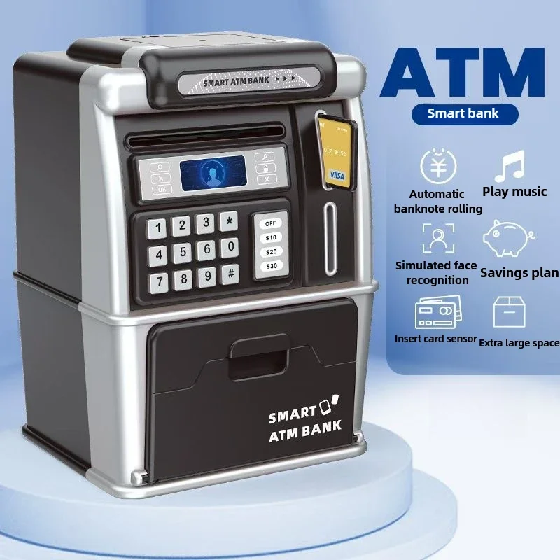 Smart Electronic ATM Piggy Bank for Boys Girls Password Lock Coin Banknote Savings Anti-Theft Banking Toy with Music Kids Gift