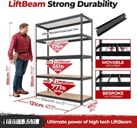 5-layer heavy-duty metal shelf, adjustable width size, suitable for warehouse, garage, 47.7 "wide x 18.2" deep x 71.3 "high 2