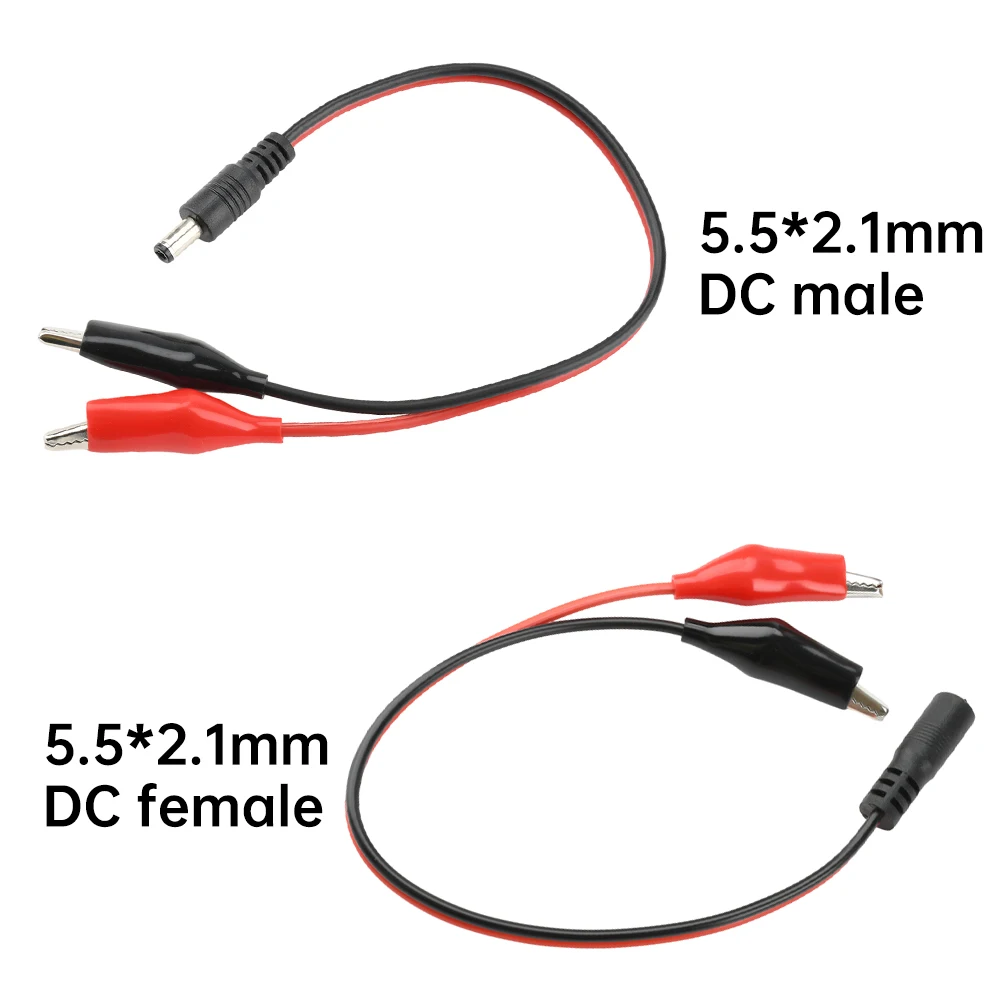 DC Male/Female Jack Connector to Alligator Clip DC Power Supply Male Female Test Leads Alligator Clip Wire Connector 25/30cm