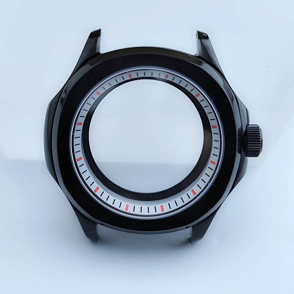 Black Steel Watch Case with Sapphire Glass and Chapter Ring, 39.5mm