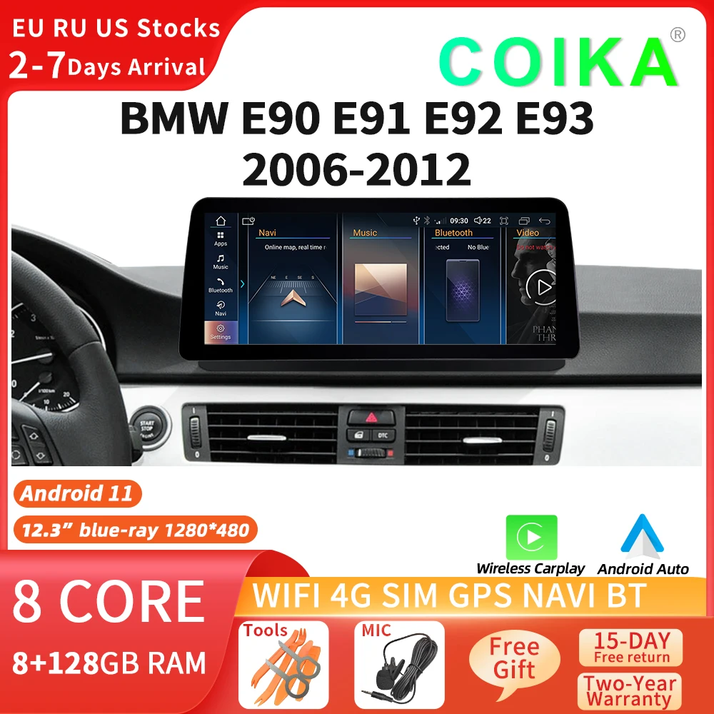 

Мультимедийная магнитола на Android 12,3 для BMW E90, E91, E91, E93, HD, 1920*720, Wi-Fi, SIM, сенсорный экран IPS, автомобильный GPS-навигатор, стерео приемник