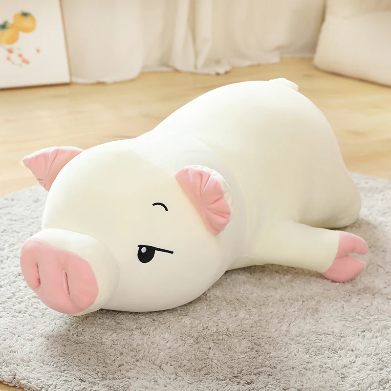 thumbnail image 1 of Muñeco de peluche de cerdo blando de 40/50/75cm, peluche blanco, Animal suave, almohada para niños, niña, bebé, regalo cómodo, 1 of 5