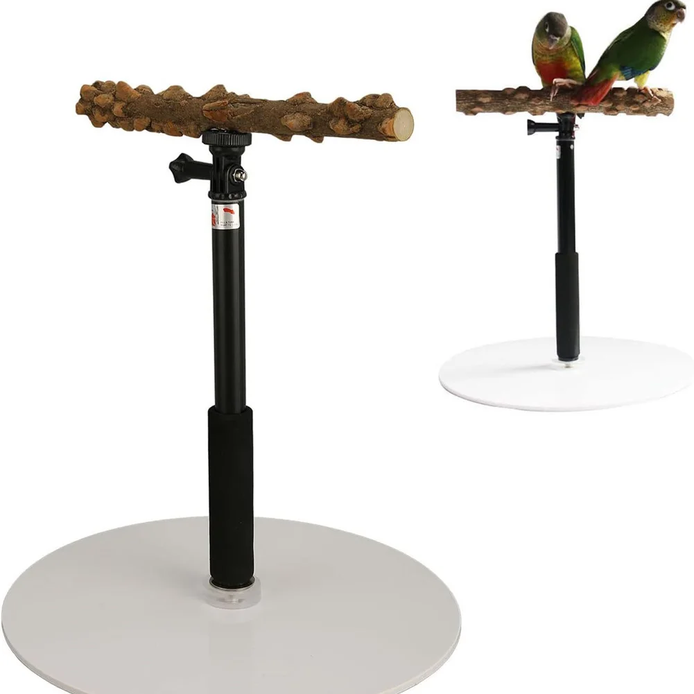 

Bird Stand Perch, Wood Standing Adjustable Height Parrot Training Perch Stand Bird Travel Perches Indoor and Outdoor