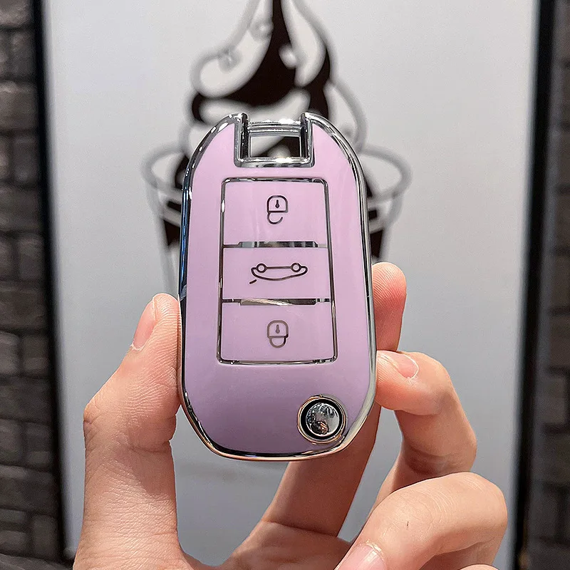 TPU Flip Folding Key Fob Cover Case For Citroen C3 C4 Berlingo 2021 For Peugeot 208 2008 301 308 3008 RCZ 508 408 2008 307