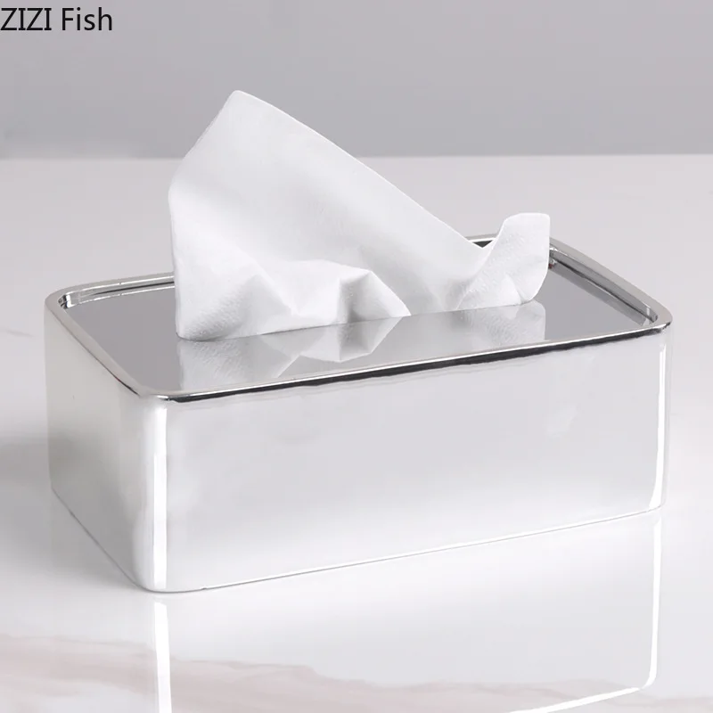 Rectangular Metal Tissue Box Napkin Boxes Ornament Tissue Holder Tissue Storage Box Paper Boxes Organizer Roll Paper Holder 2