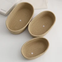 Cotton Rope Woven Storage Baskets Cosmetics Desktop Organizer Table Top Sundries Key Bedside Storage Basket 2