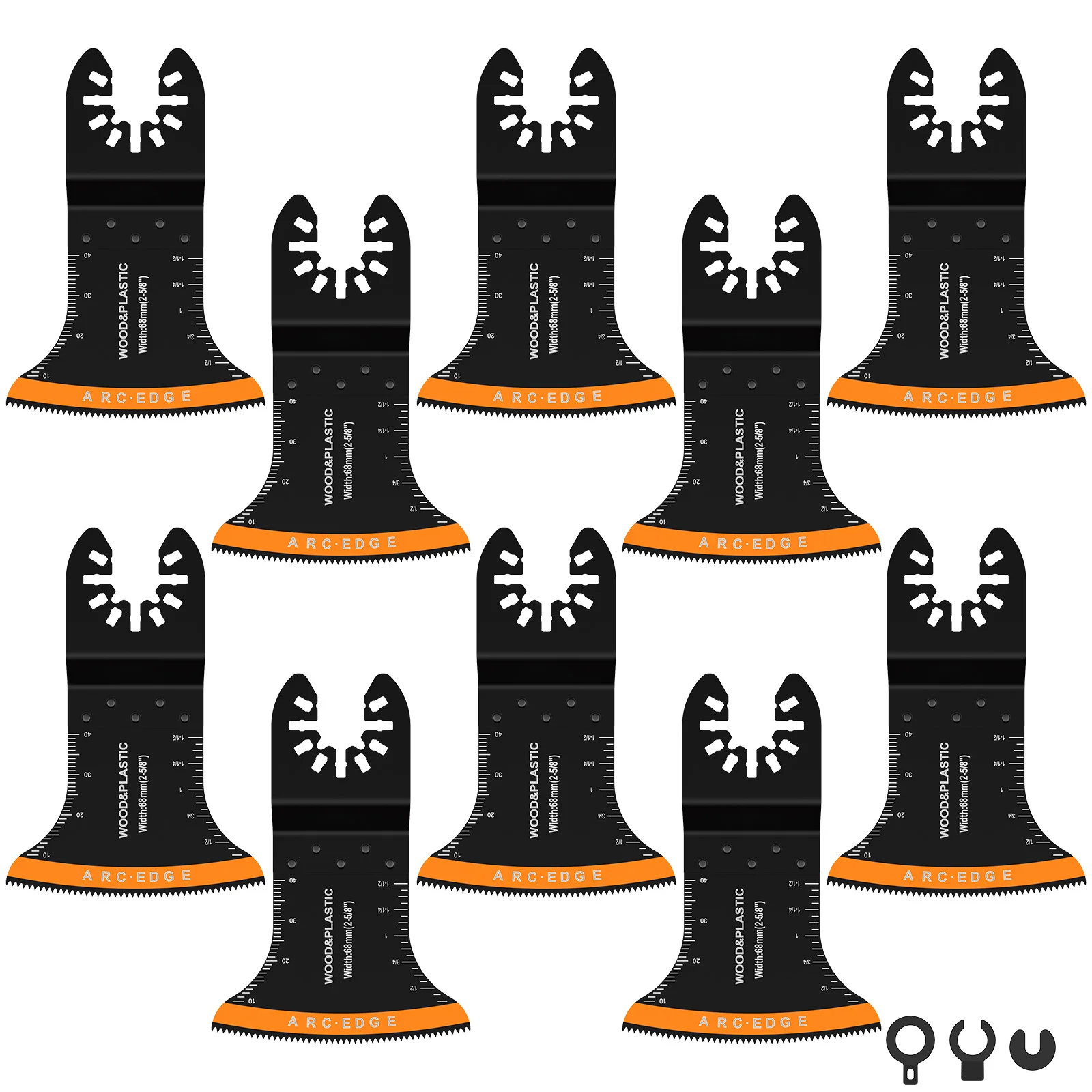 

10Pcs Oscillating Saw Blade 2-5/8inch Multifunctional Multitool Blades Set Universal Curved-Edge Cutting Oscillating Tool Blades