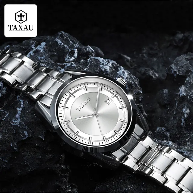 TAXAU-Relógio masculino impermeável em aço inoxidável, relógio de pulso empresarial, relógios originais masculinos, marca de luxo, alta qualidade, moda 3