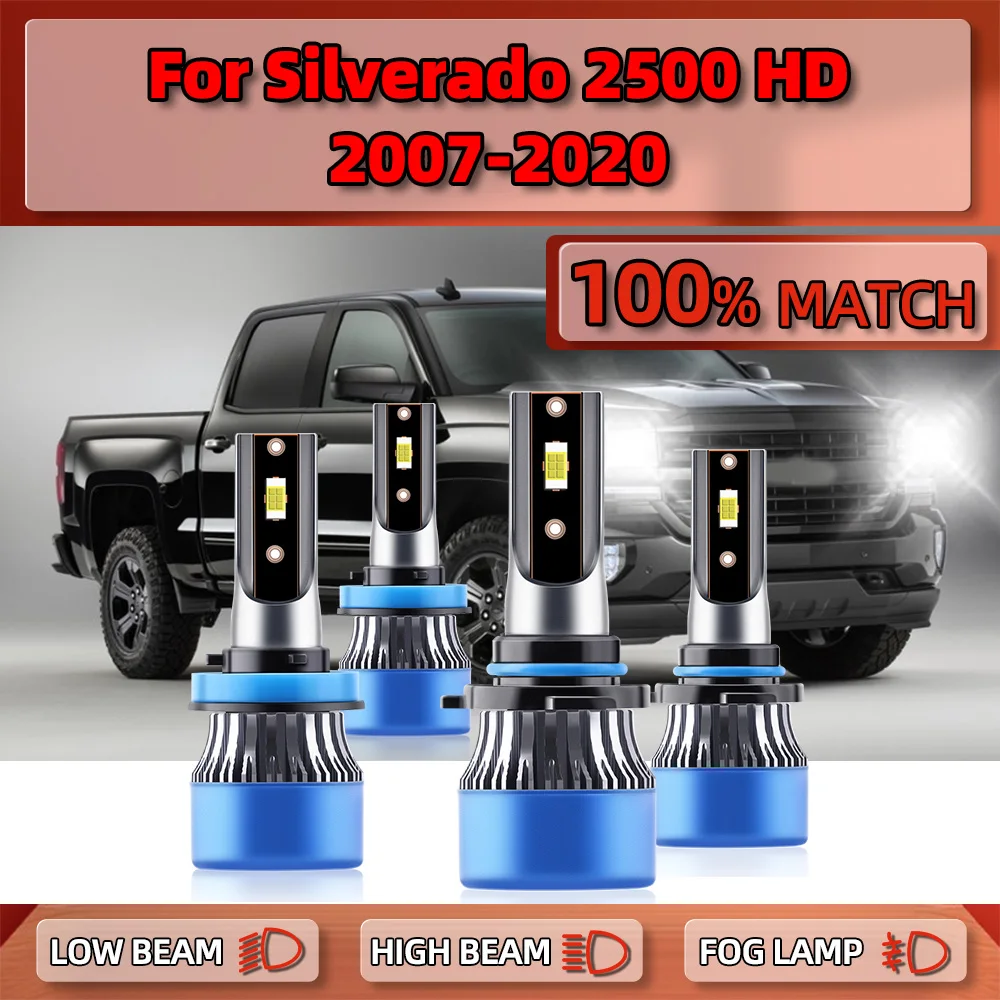 

40000LM Canbus LED Headlight Bulbs 240W Car Headlamps 6000K 12V Turbo Auto Lamps For Chevy Silverado 2500 HD 2007-2018 2019 2020