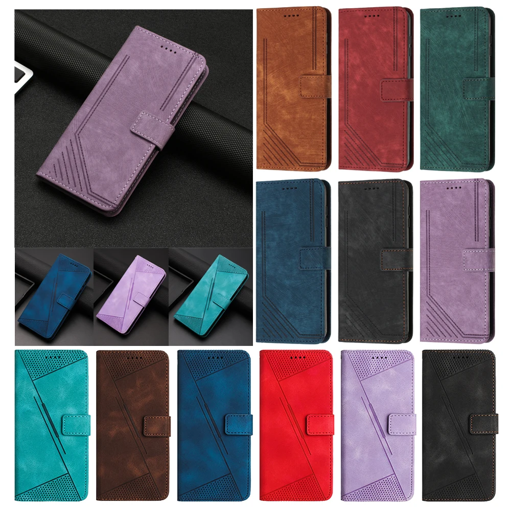 Geometric Leather Wallet Flip Case - Premium Back Cover