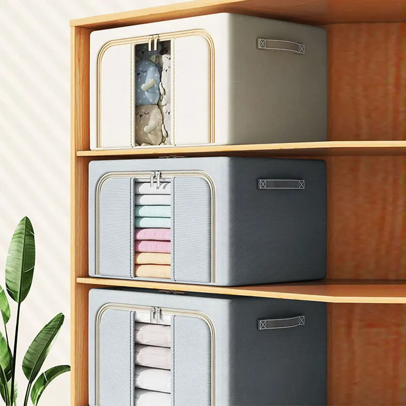 24L Cloth Storage Box Fabric Clothing Moving and Organizing Box Folding Wardrobe Dormitory Storage Basket Household Use Storage 4