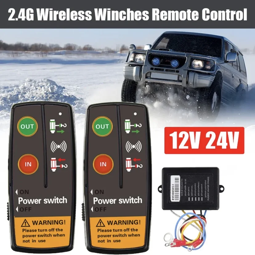 Electric Winch Switch Controller wireless remote control,wireless remote controller,winch remote control,winch switch controller 12V 24V Wireless Remote Control Accessories for Jeep Off Road 4x4 ATV Trailer Boat Universal