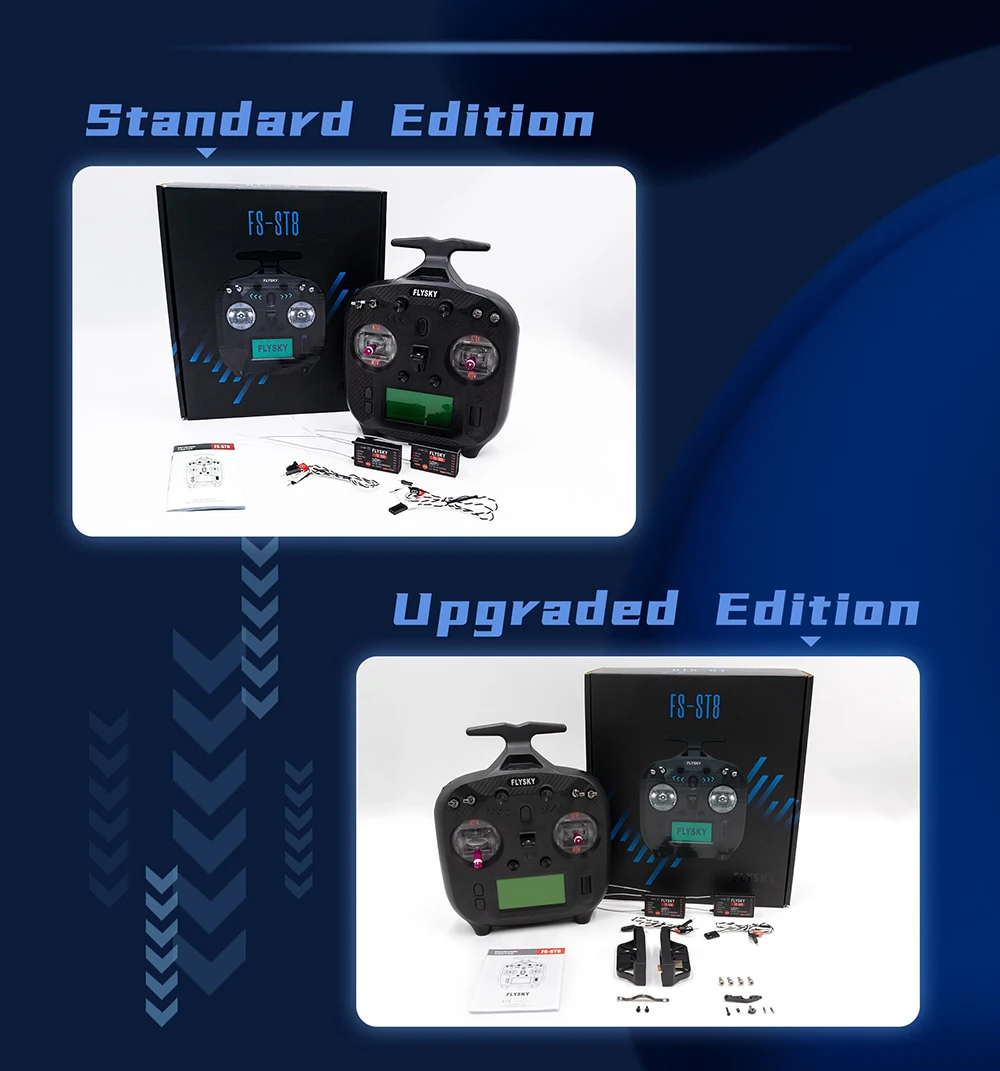 FlySky FS-ST8 2.4GHz 10CH Radio Transmitter ANT RGB Assistant 3.0 with SR8 Receiver for RC Drone Airplane Car Boat 19 Standard Edition FS-STb FlyskY Upgraded Edition . Upgraded