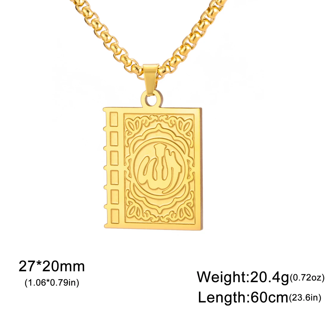 PROSTEEL Collana Pendente Palma di Fatima, Catena Regolabile 55 60cm, Acciaio Inox, Gioiello Religioso Religione Sura Islamico Musulmano, Argento (Confezione Regalo