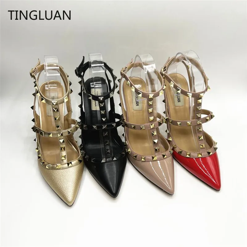 Dames Stilettosandalen met Hoge Hakken en Klinknagels voor een Stoere