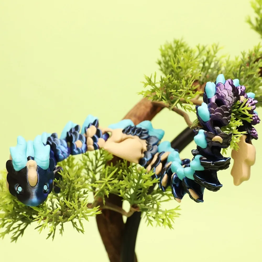Desktop Decor 3D Printed Horned Dragon Ornament Dragon Simulation Animal Model Movable Figurine Home ornament crafts 3d printed toy dragon statue dragon ornament desk decor