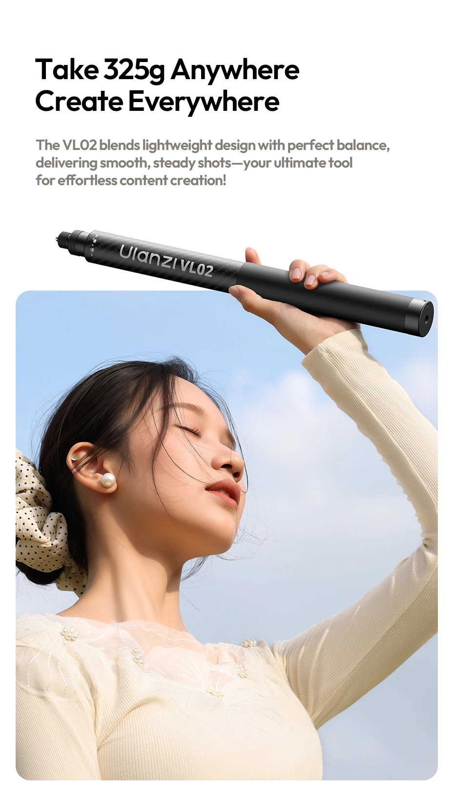 Carbon Fiber Selfie Stick Light-weight Selfie Stick Extension Rod for Gopro Smar