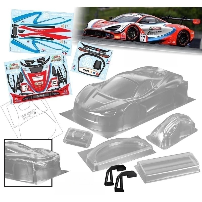 

TeamC Bodies 190mm On Road Body 1/10 720S GT3 Clear Car Shell W/ Rear Wing ,Light Buckles/Mirros for Rc Drift Car Tamiya Kyosho