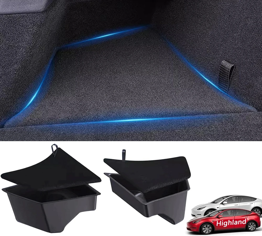 Car Trunk Organizer For Tesla Model 3 Highland Rear Trunk Storage Box Side Left Right Bins Water-proof Mats Accessories