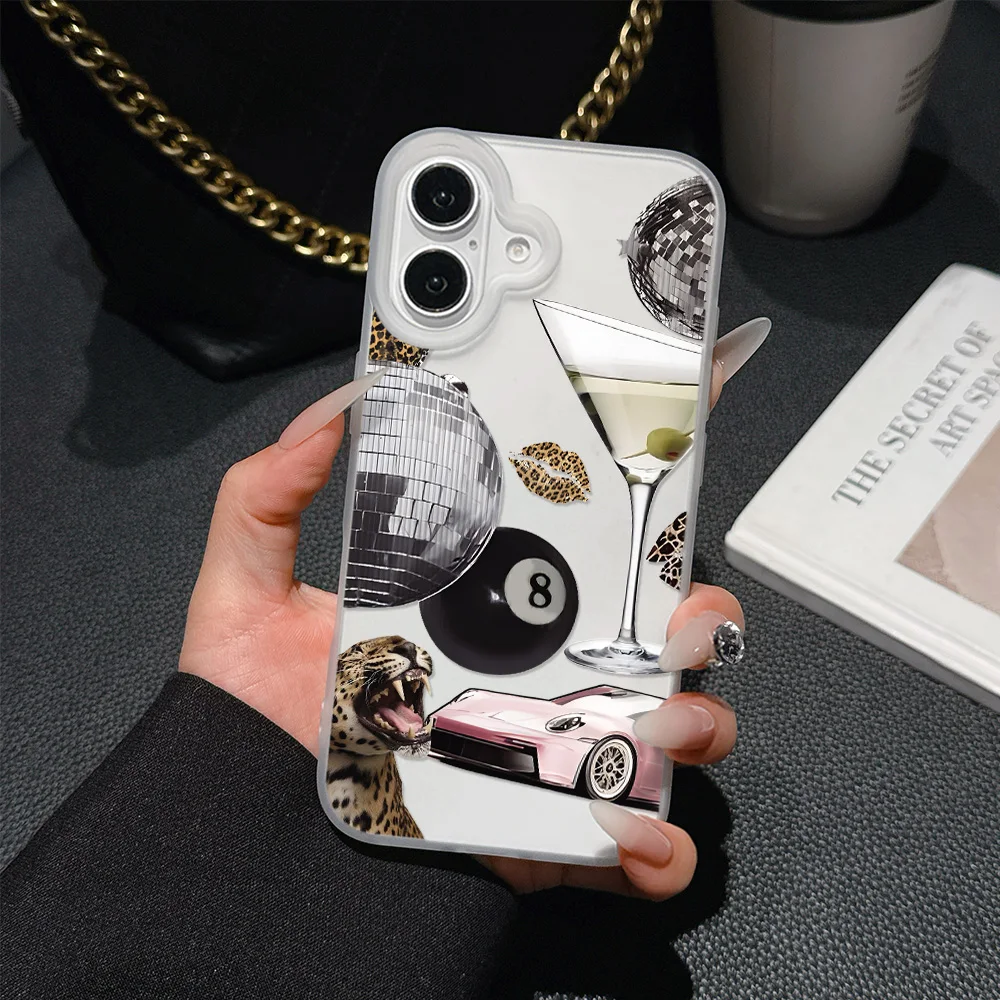 Trendy Disco Ball Leopard Matte Shockproof Phone Case