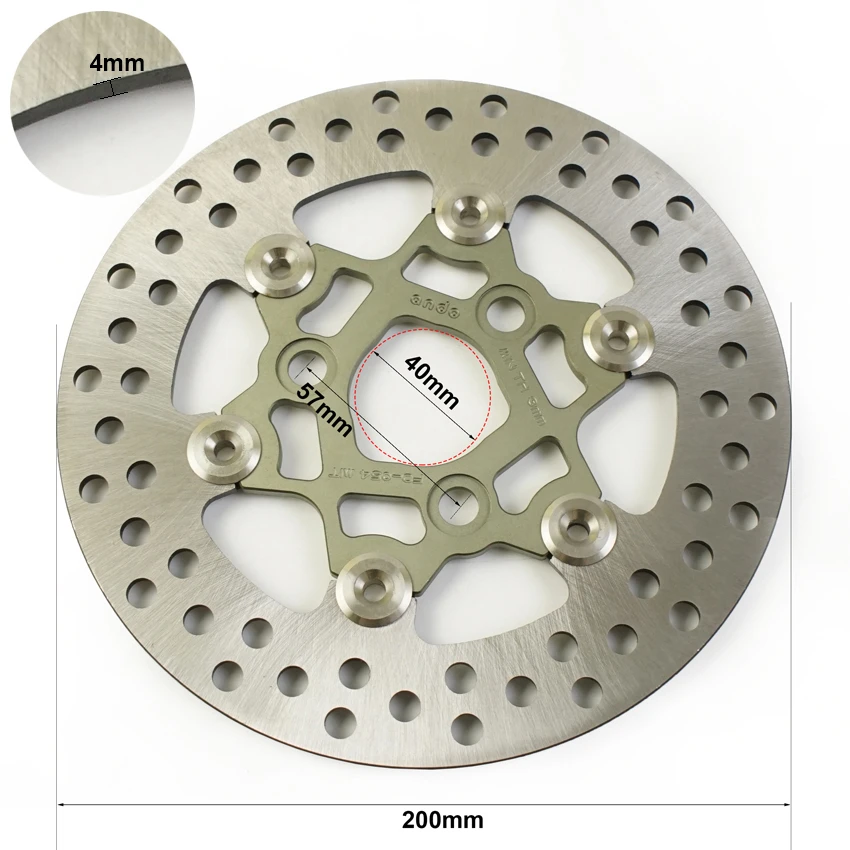 RPM 200mm Brake Disc Floating Rotor Motorcycle Brake Disc Caliper 200mm Pitching 57mm or 70mm 3 Hole for Honda Yamaha Jog