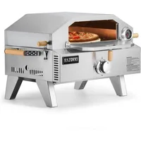 Portable Propane Pizza Oven and Grill with 13in Stone, Thermometer - For Camping, Patio Cooking, BBQ 1