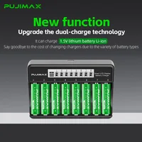 PUJIMAX Rechargeable Li-ion Battery 1.5V AA 4255mWh AAA 1100mWh+Charger for Clock Radio Video Game Digital Camera AA AAA Battery 4