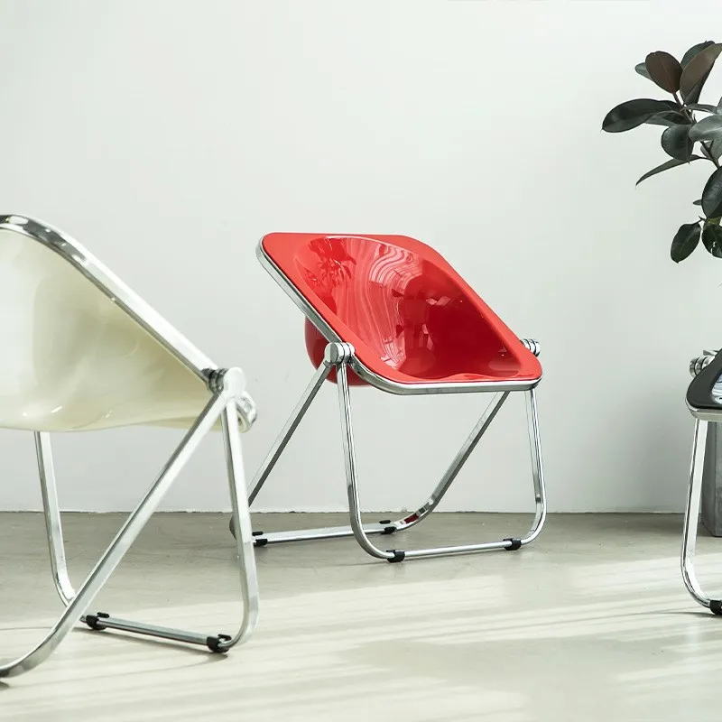 Warming Nordic Medieval Folding Chair Simple Household Transparent Small-sized Milk Tea Shop Restaurant Waiting folding chair