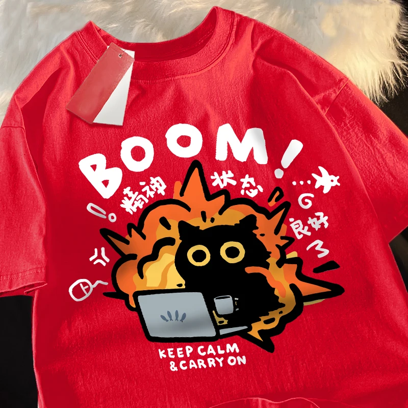 Unisex Pure Cotton Cartoon Graphic Oversized Tee – Casual Short-Sleeved Summer Top