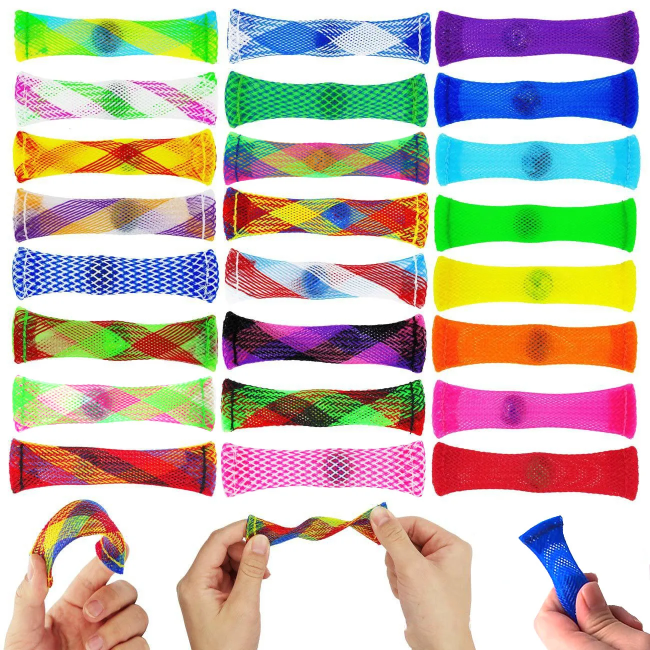 5/10pcs Sensory Marbles Ball Autism ADHD Anxiety Therapy EDC Stress Relief Hand Fidget Toys Braided Mesh Easy Bend With Marble