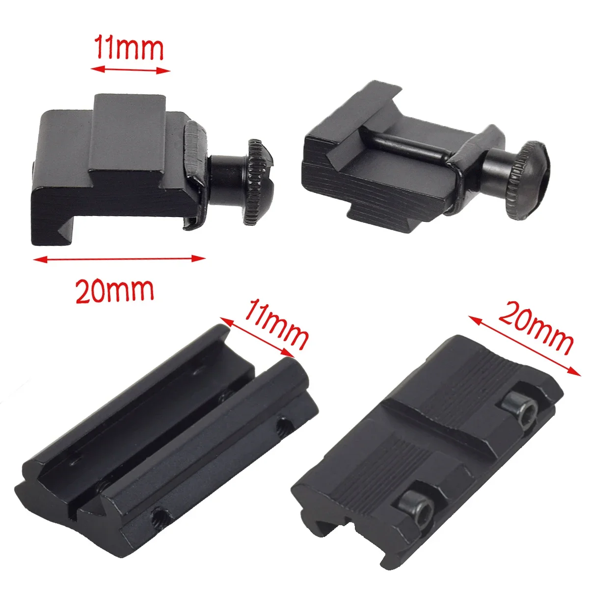 

2 pcs Low Profile Converter 11mm to 20mm Scope Ring Mount Adapter For Dovetail Weaver Picatinny Rail Hunting Accessories