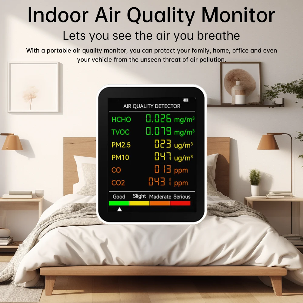 Advanced Multifunctional Air Quality Detector with 6-in-1 Monitoring Capability