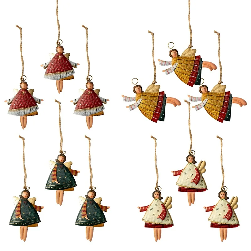 

Christmas Tree Pendants Ornaments Iron Hand-painted Angel Pendant Xmas Decorations for Home Navidad New Year Party Kids Gifts