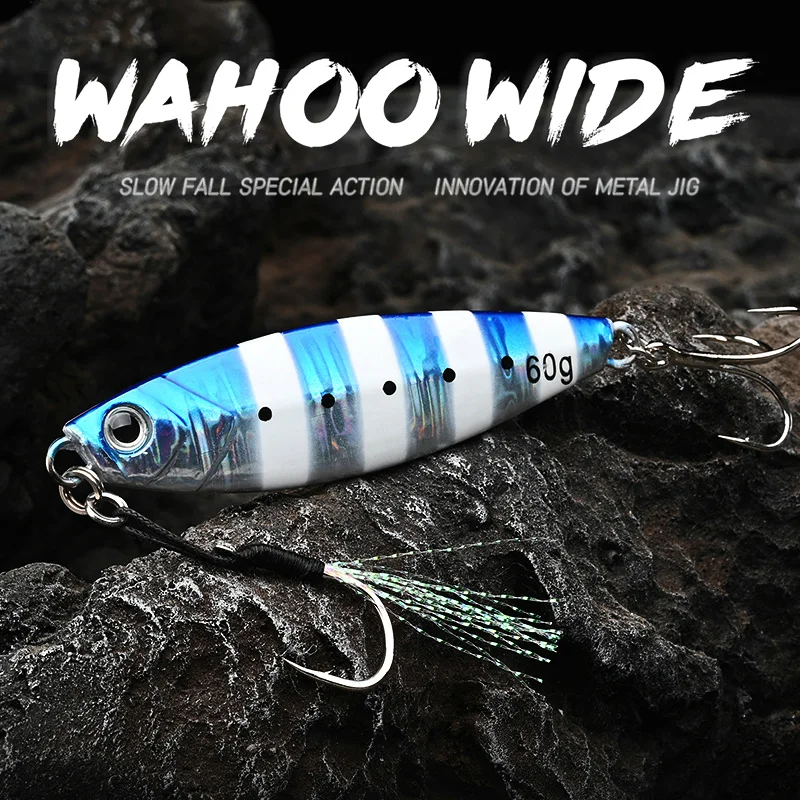 ALLBLUE WAHOO Wide Metal Jig Shore Jigging Spoon 20G 30G 40G 60G